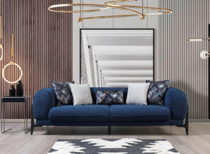 Blauer Dreisitzer Luxus Couch Moderne Sofas Wohnzimmermöbel Edelstahl